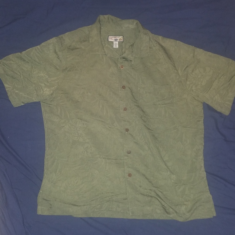 Men's Caribbean Joe Hawaiian Style Button Shirt M